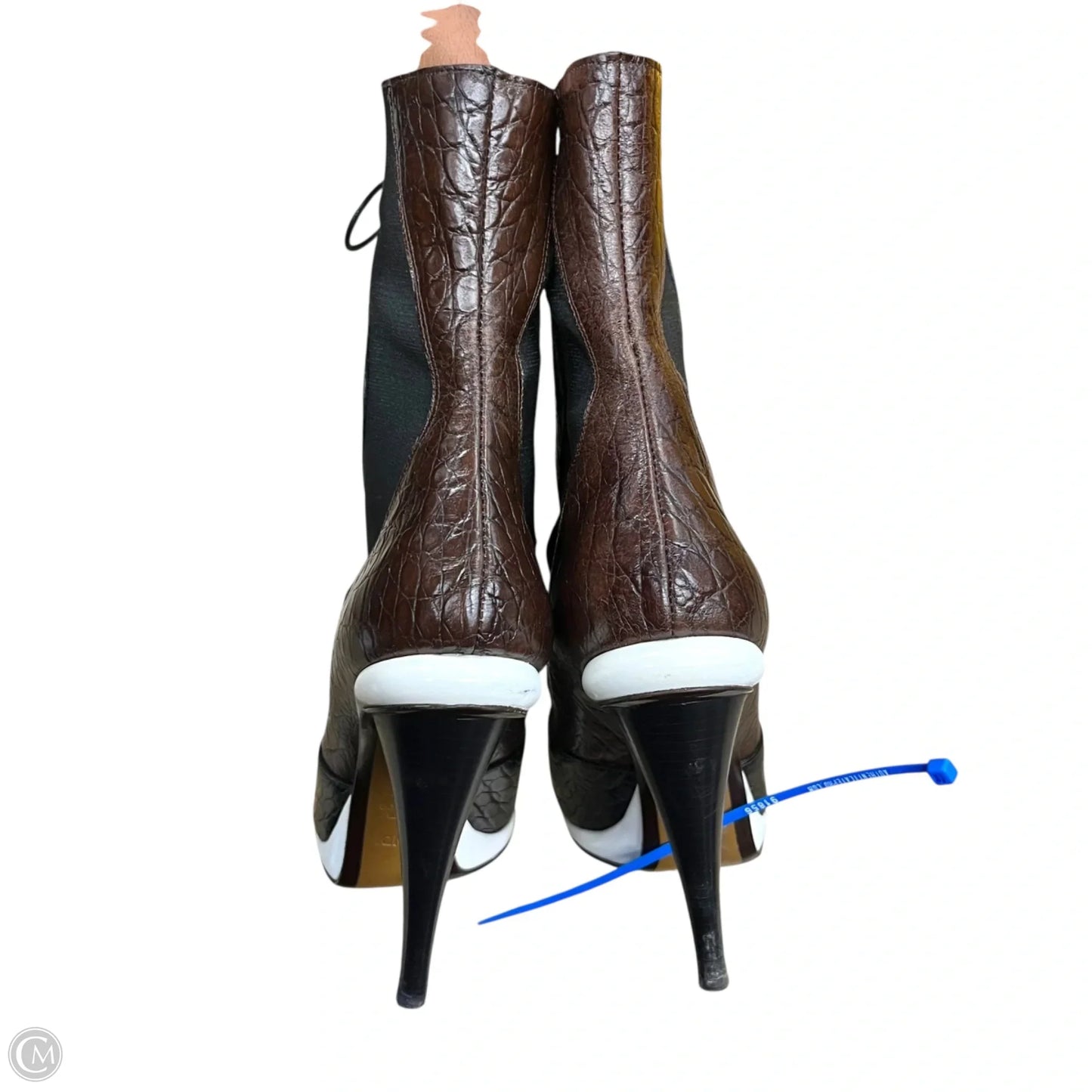 Boots Luxury Designer By Fendi In Black & Green, Size: 10.5