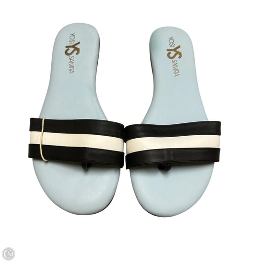Sandals Flip Flops By Yosi Samra In Black & White, Size: 7