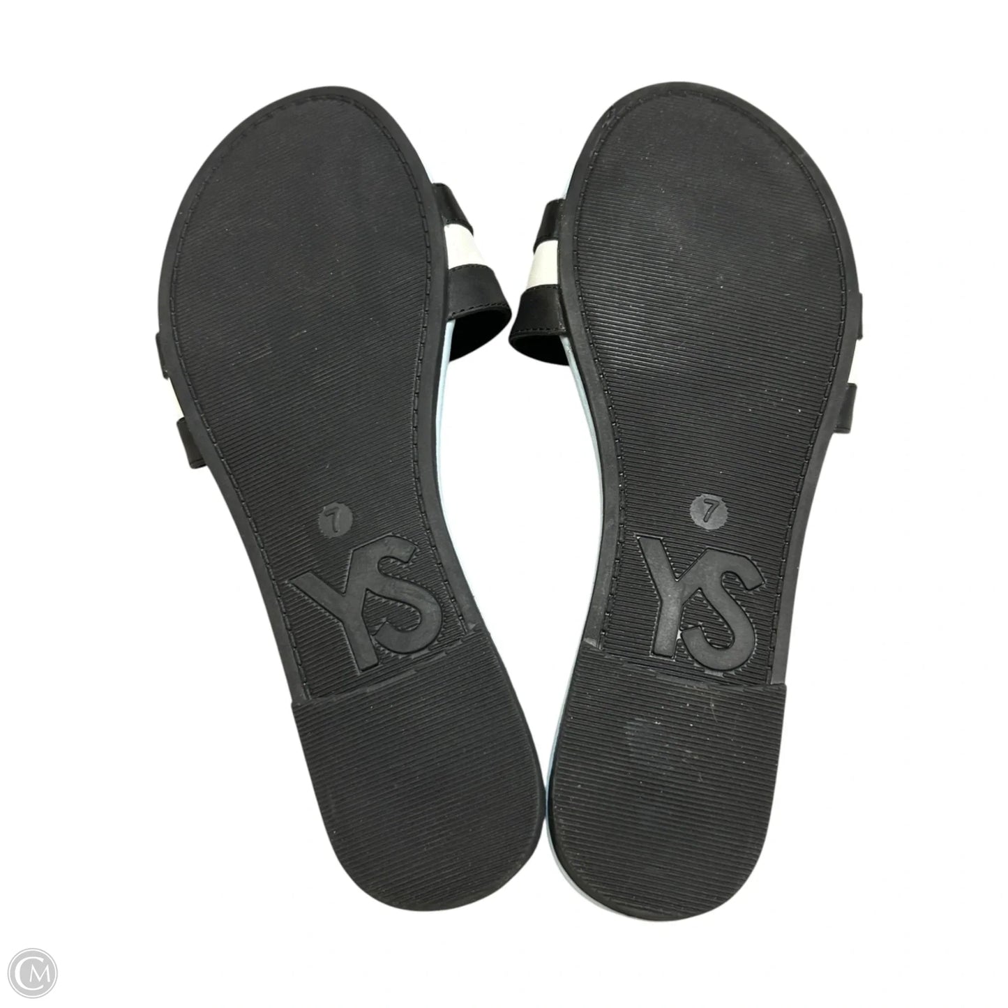 Sandals Flip Flops By Yosi Samra In Black & White, Size: 7