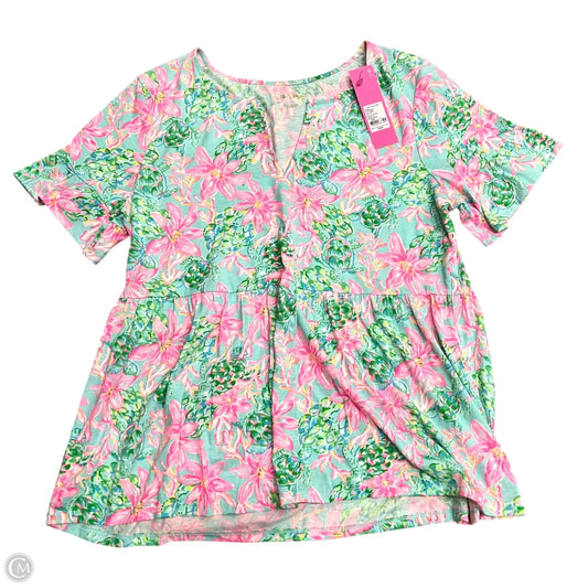 Top Short Sleeve Designer By Lilly Pulitzer In Multi-colored, Size: L