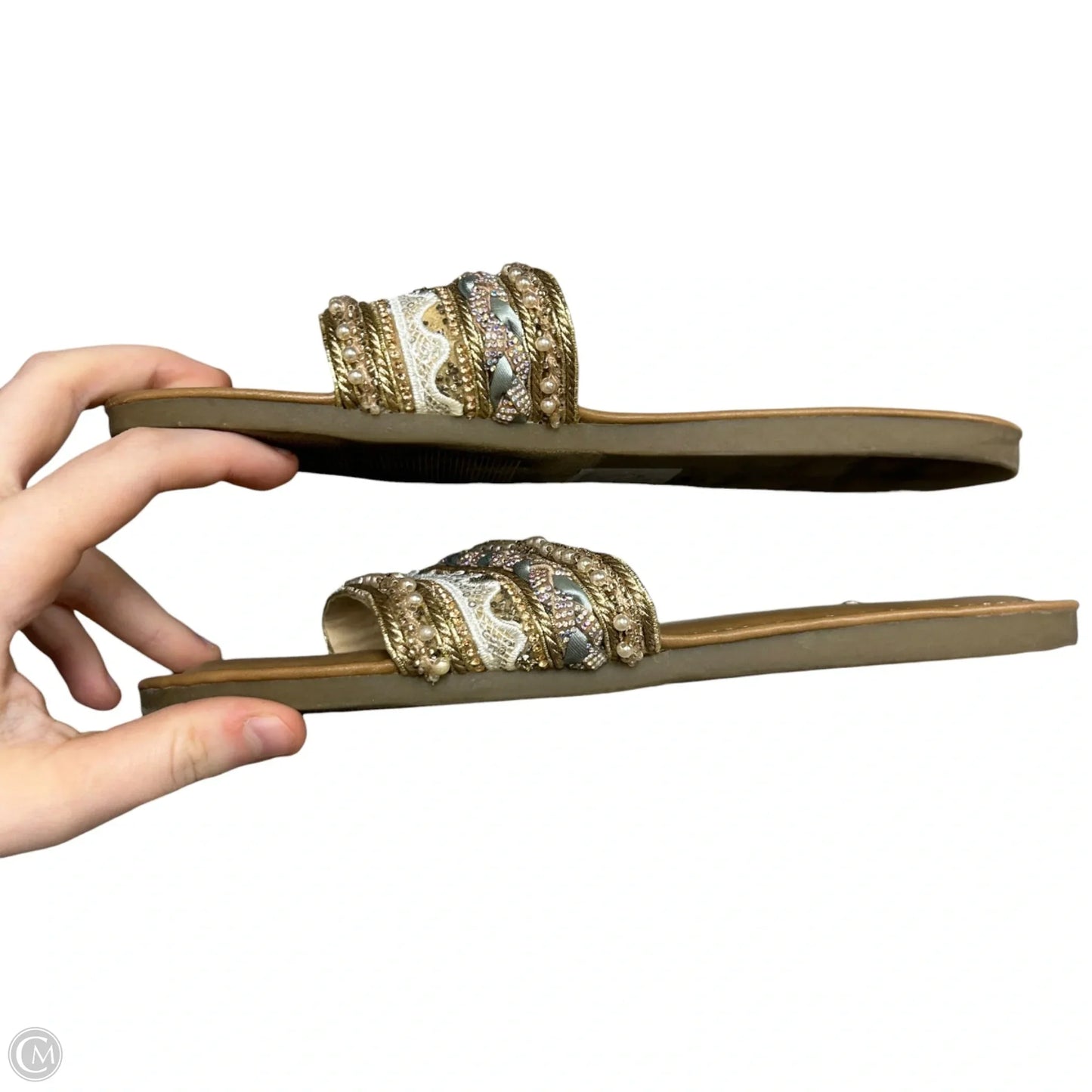 Shoes Flats By Madden Girl In Gold & Tan, Size: 9