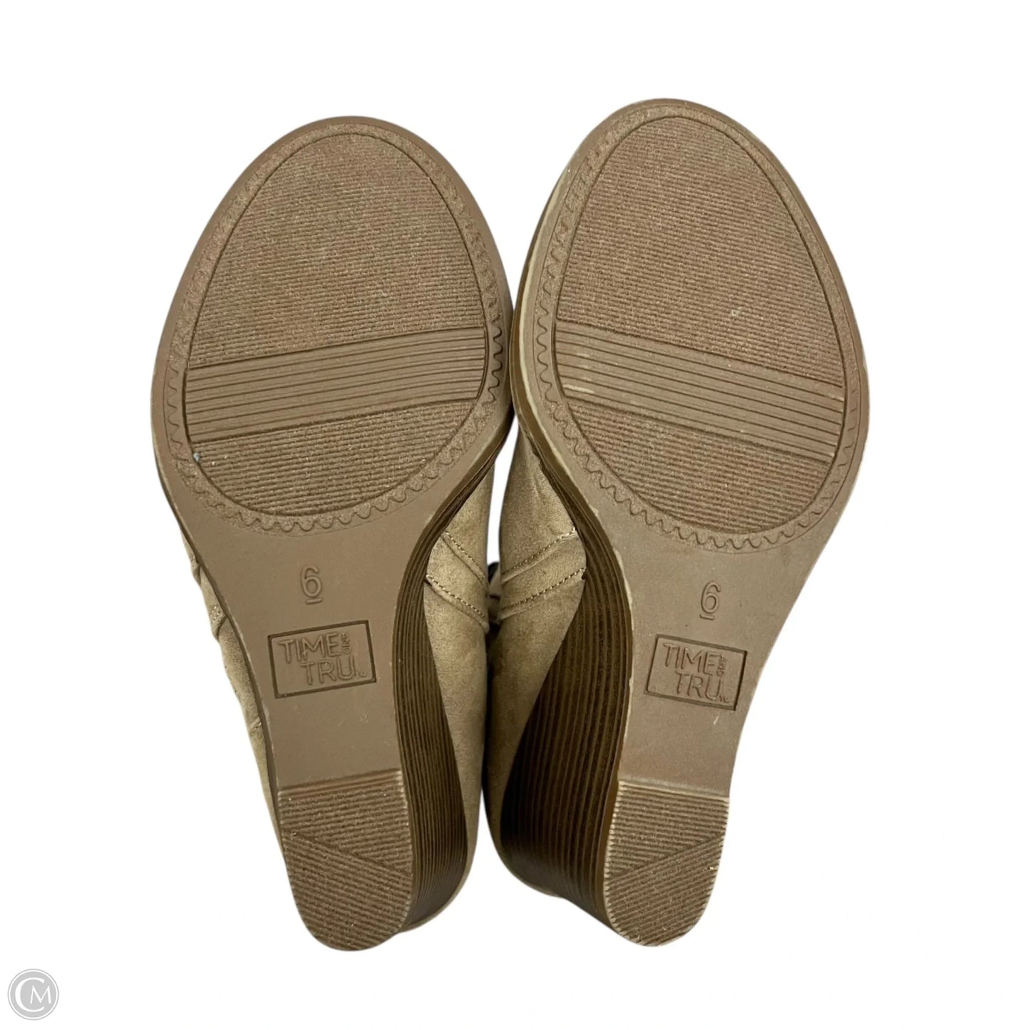 Shoes Heels Wedge By Time And Tru In Tan, Size: 6