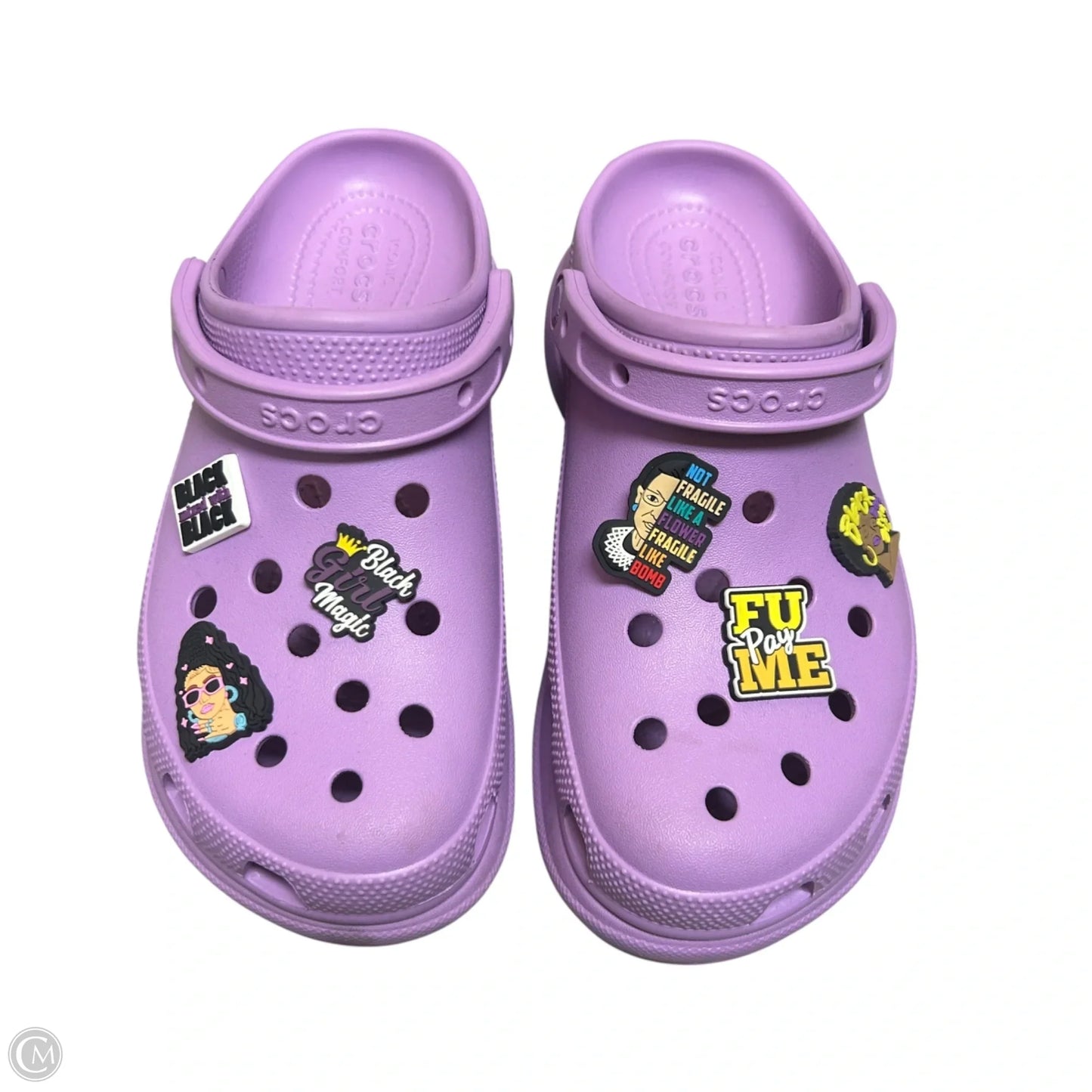 Shoes Heels Platform By Crocs In Purple, Size: 9