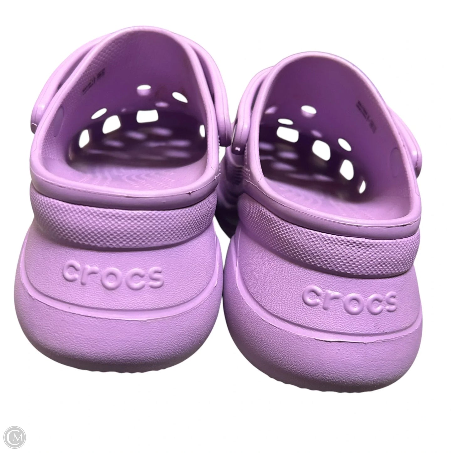 Shoes Heels Platform By Crocs In Purple, Size: 9