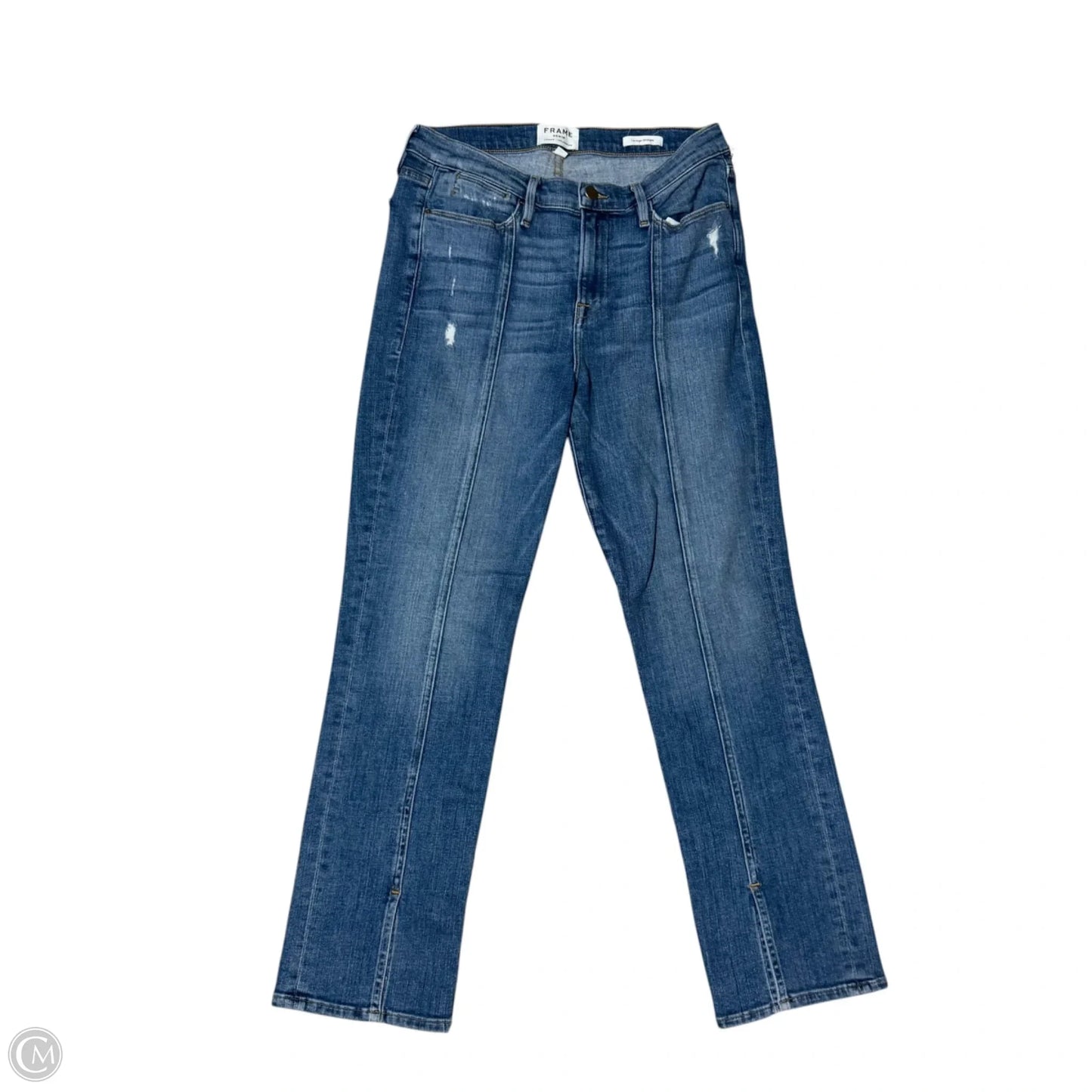Jeans Straight By Frame In Blue Denim, Size: 8