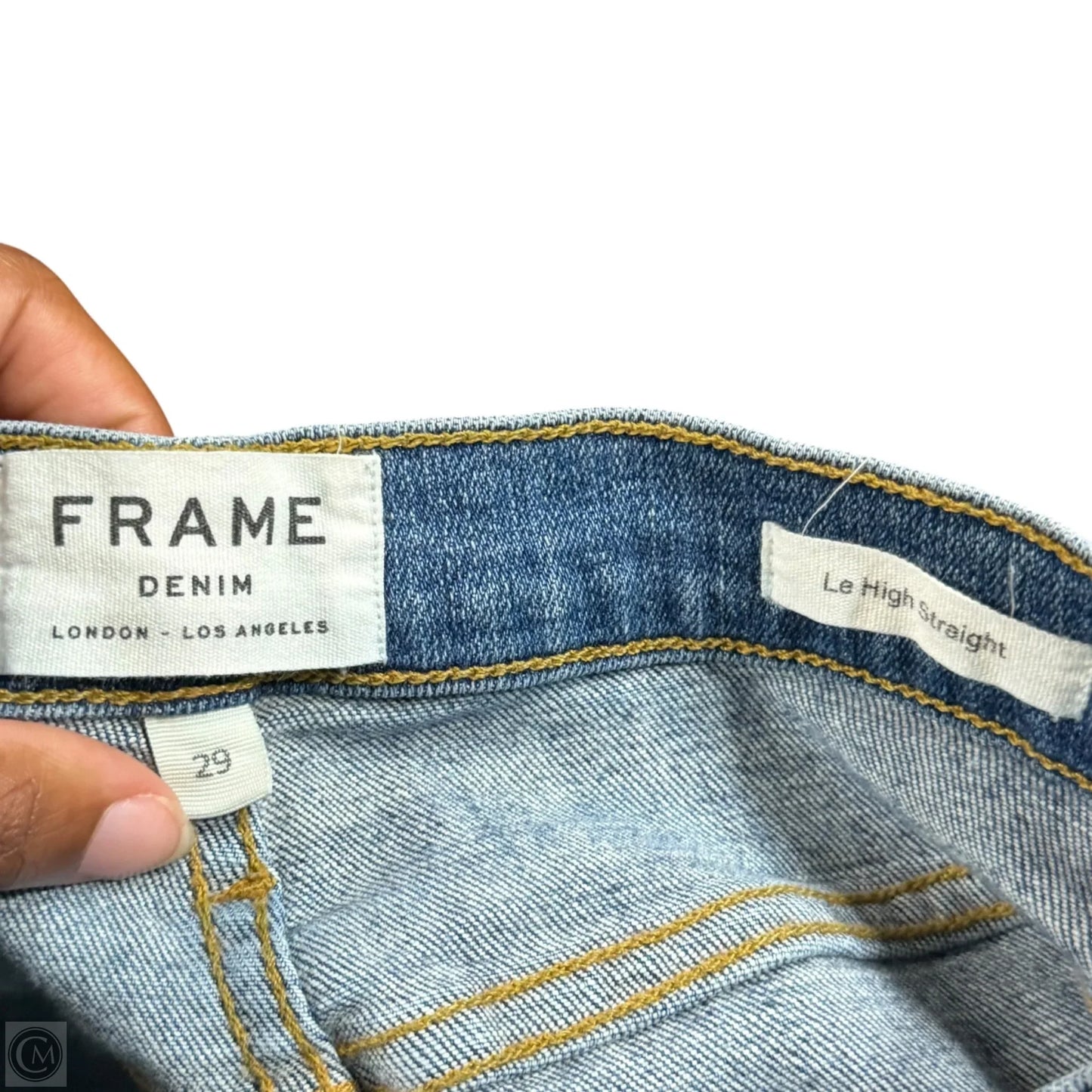 Jeans Straight By Frame In Blue Denim, Size: 8