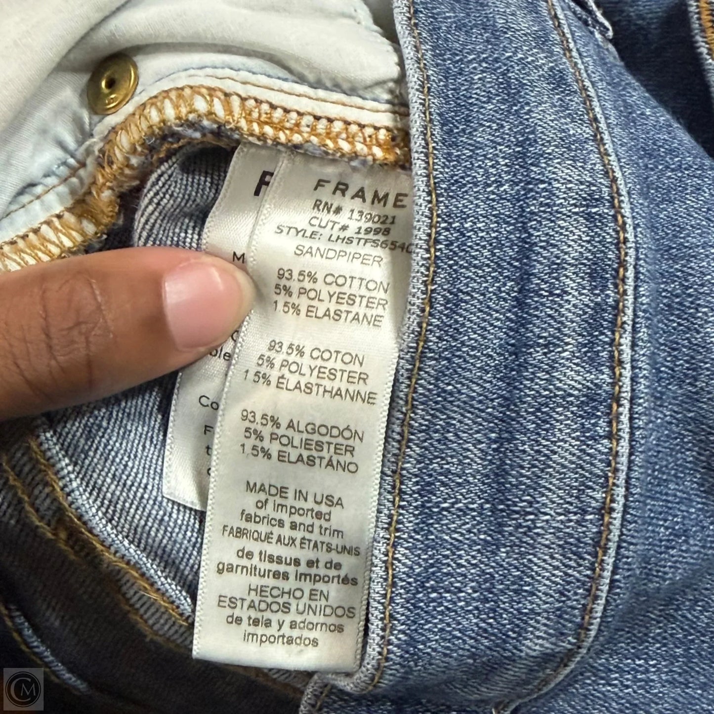 Jeans Straight By Frame In Blue Denim, Size: 8