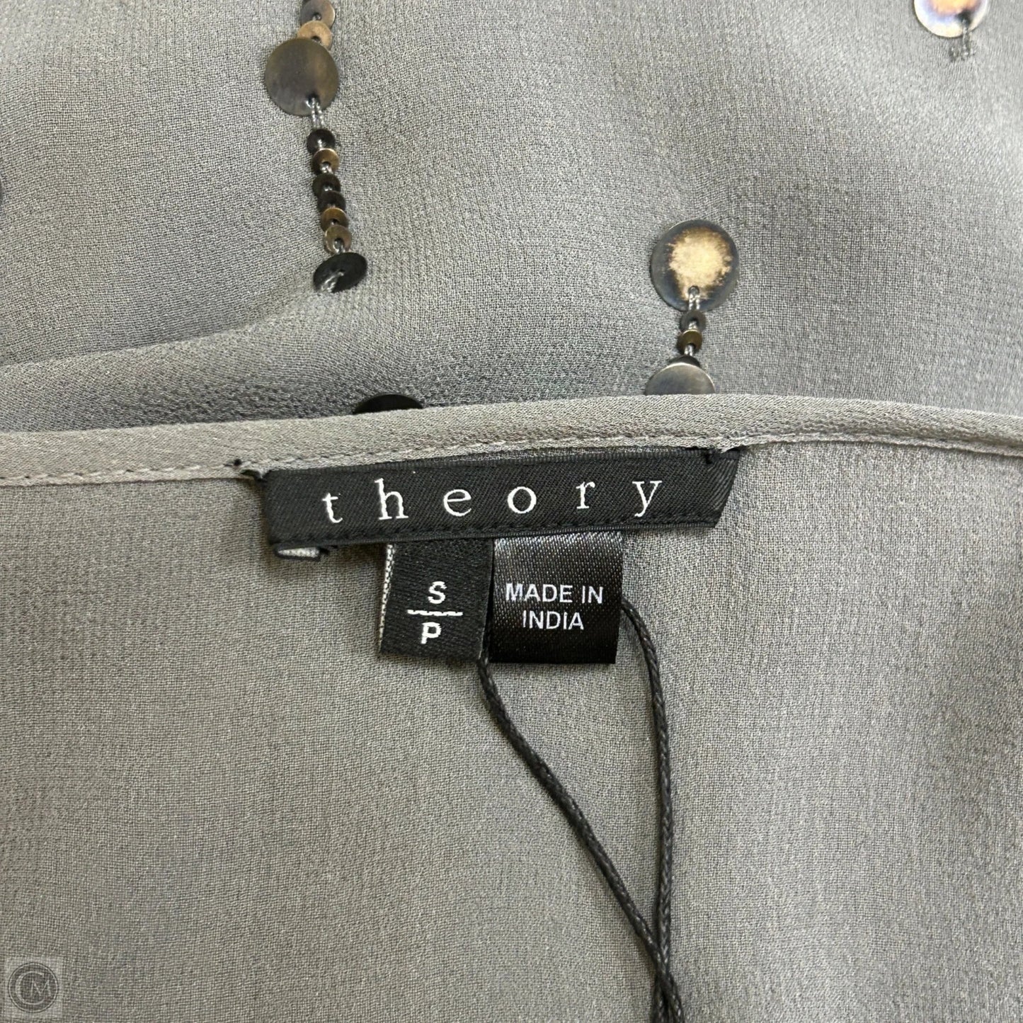 Top Short Sleeve By Theory In Grey, Size: S