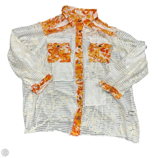 Top Long Sleeve By Pol In Orange & White, Size: L