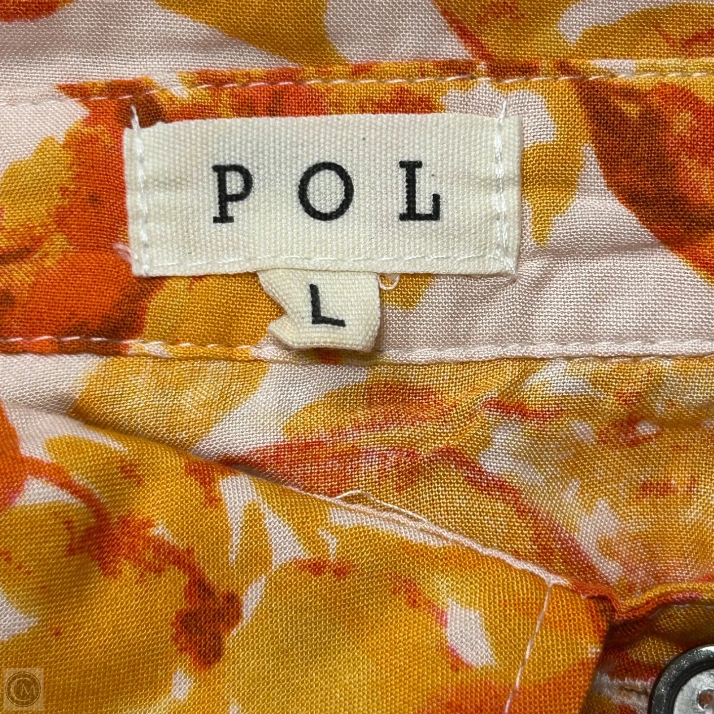 Top Long Sleeve By Pol In Orange & White, Size: L
