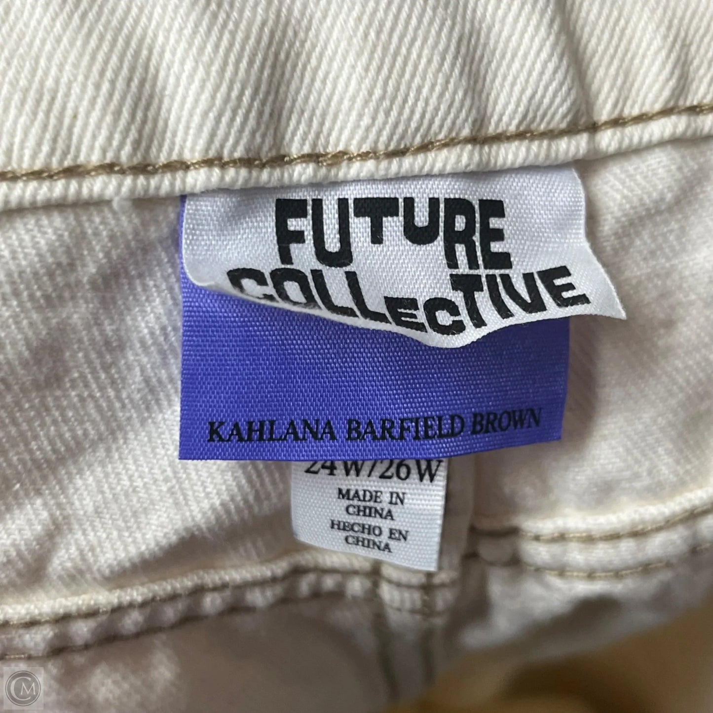 Jeans Straight By Future Collective In Cream Denim, Size: 24
