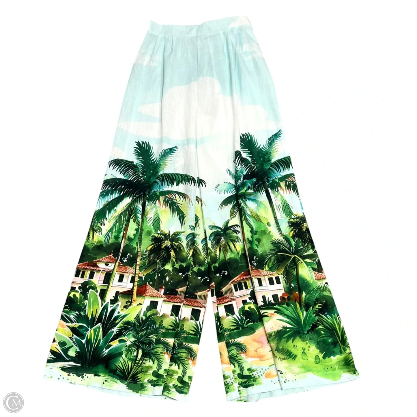 Pants Linen By Fashion Nova In Blue & Green, Size: Xl