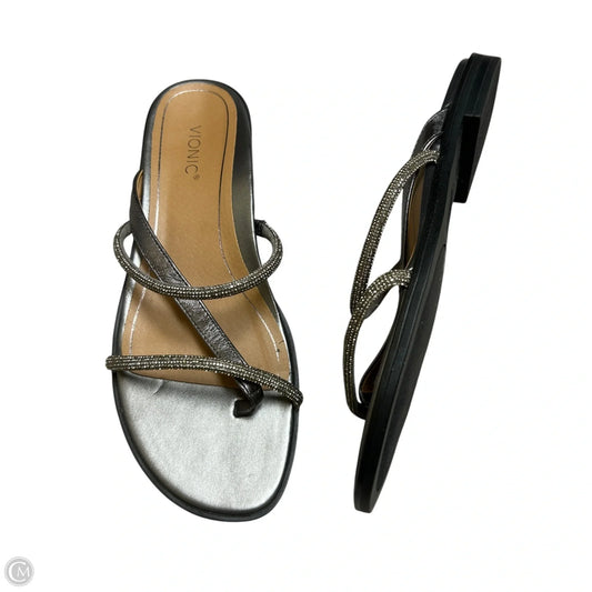 Sandals Flats By Vionic In Silver, Size: 8.5