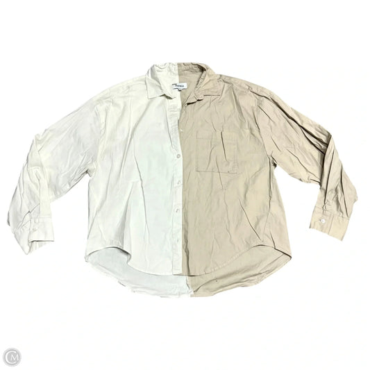 Top Long Sleeve Basic By Pistola In Tan & White, Size: Xs