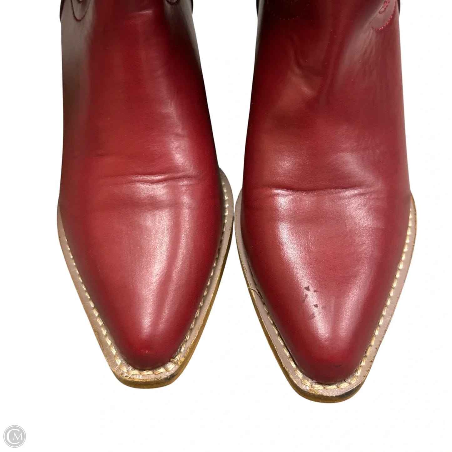 Boots Mid-calf Heels In Red, Size: 6.5