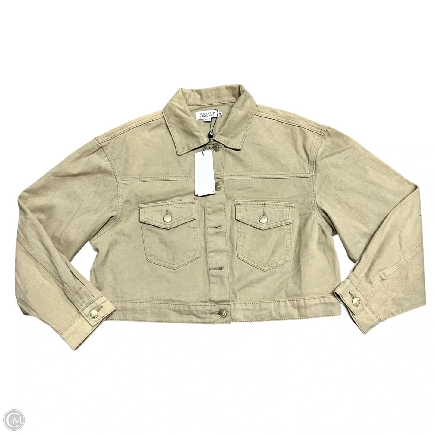 Jacket Denim By Molly Bracken In Beige, Size: M