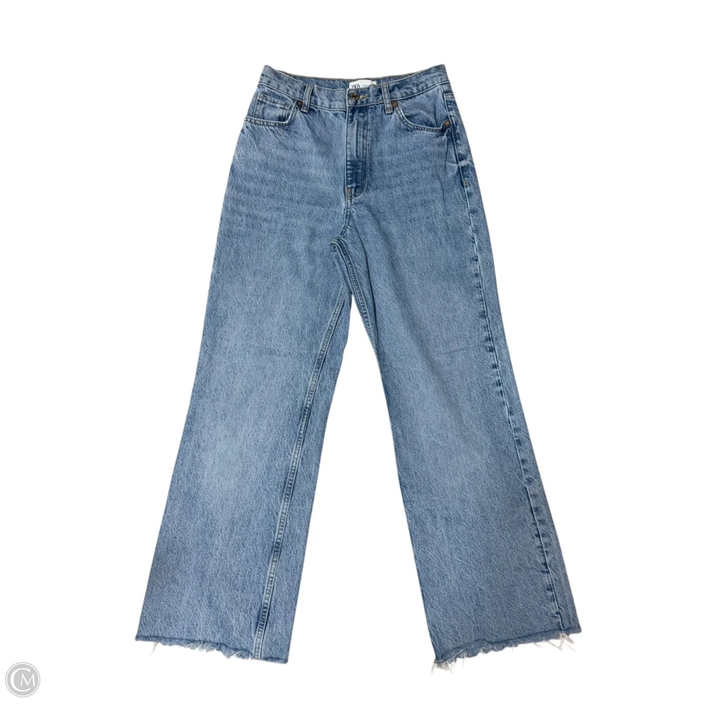 Jeans Straight By Zara In Blue Denim, Size: 4