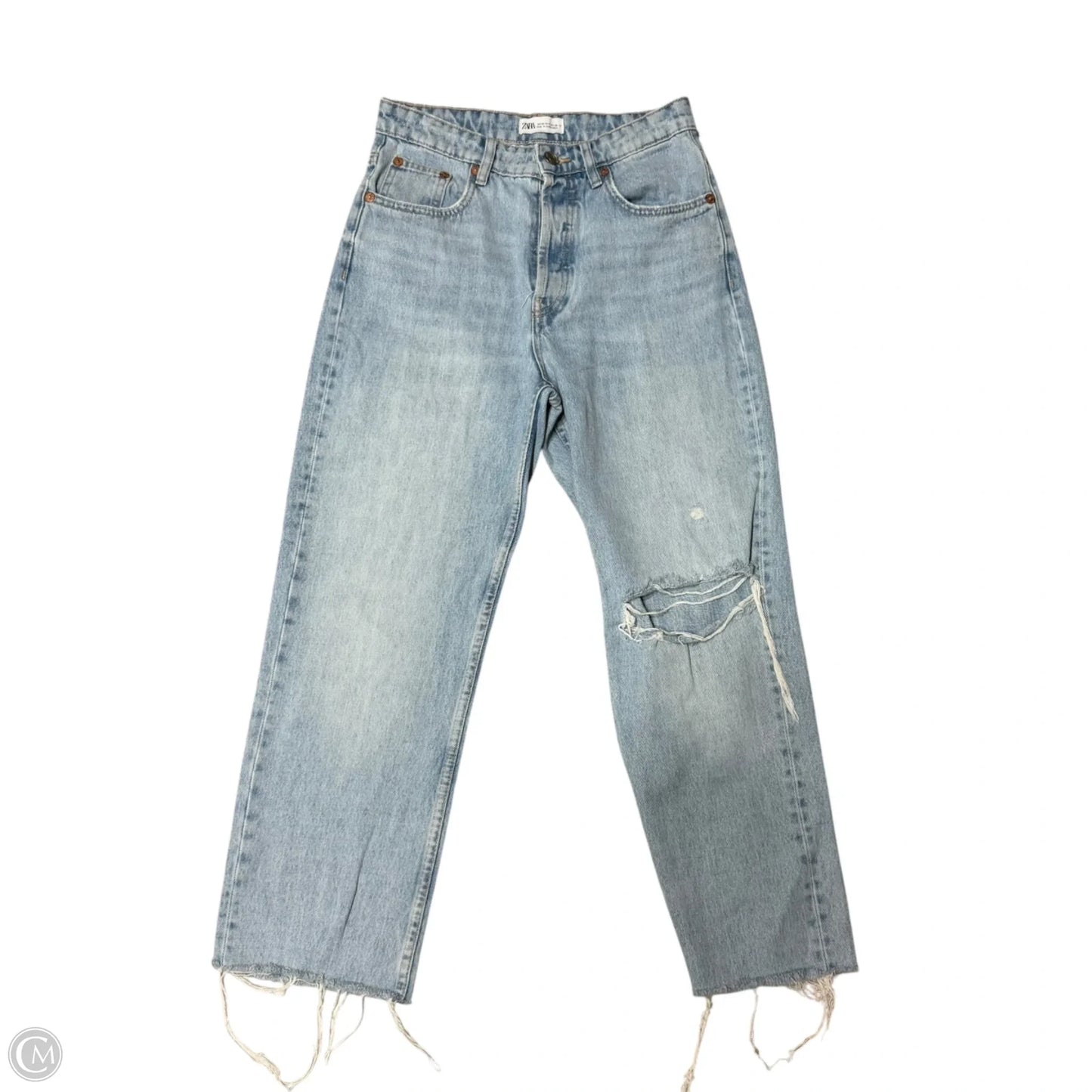 Jeans Straight By Zara In Blue Denim, Size: 4