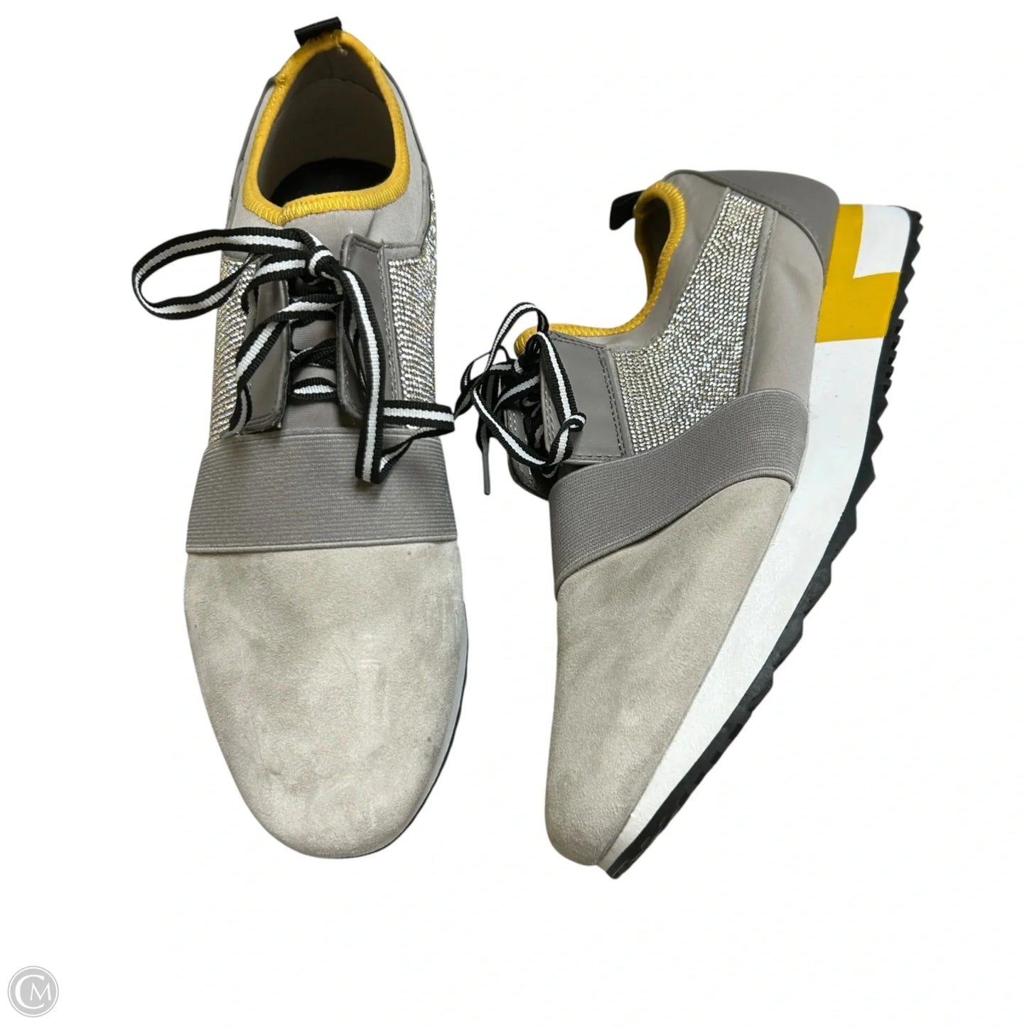 Shoes Sneakers By Steve Madden In Grey & Yellow, Size: 11