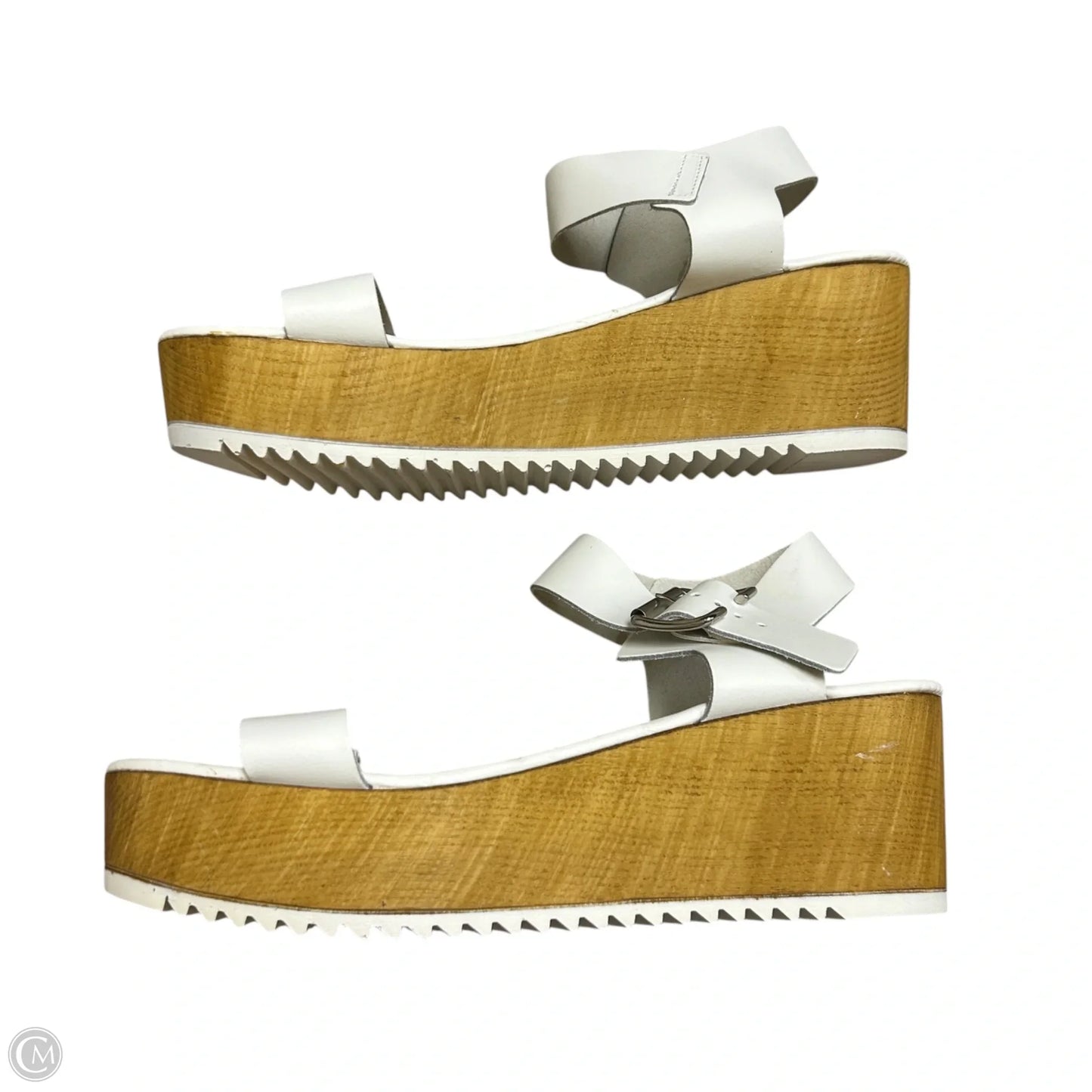 Sandals Heels Platform By Steve Madden In Tan & White, Size: 11