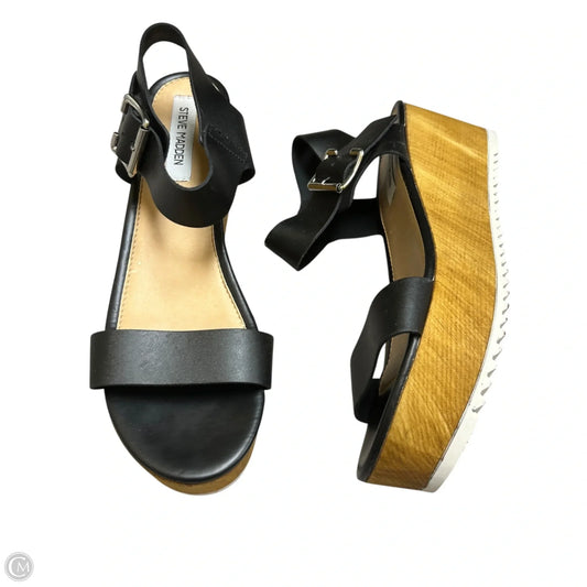 Sandals Heels Platform By Steve Madden In Black & Tan, Size: 11