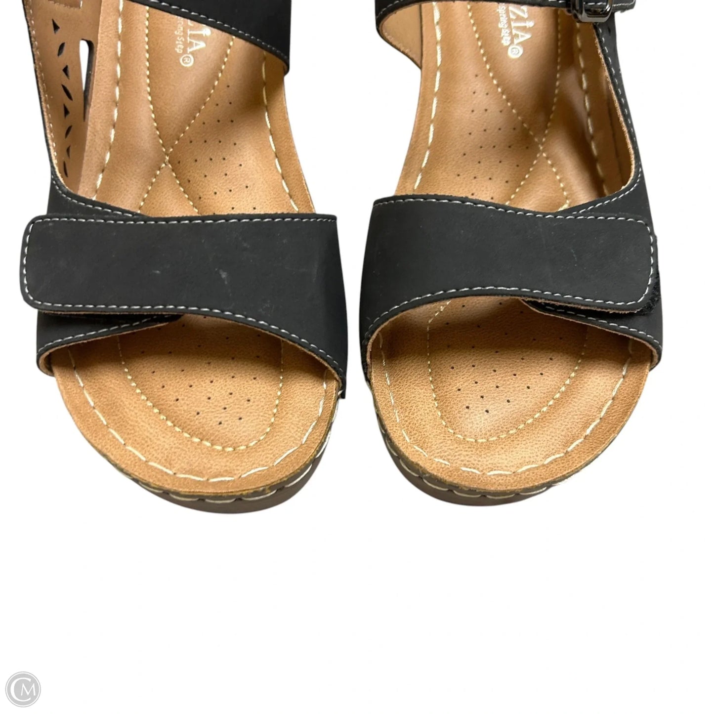 Sandals Heels Wedge By Spring Step In Black & Brown, Size: 7.5