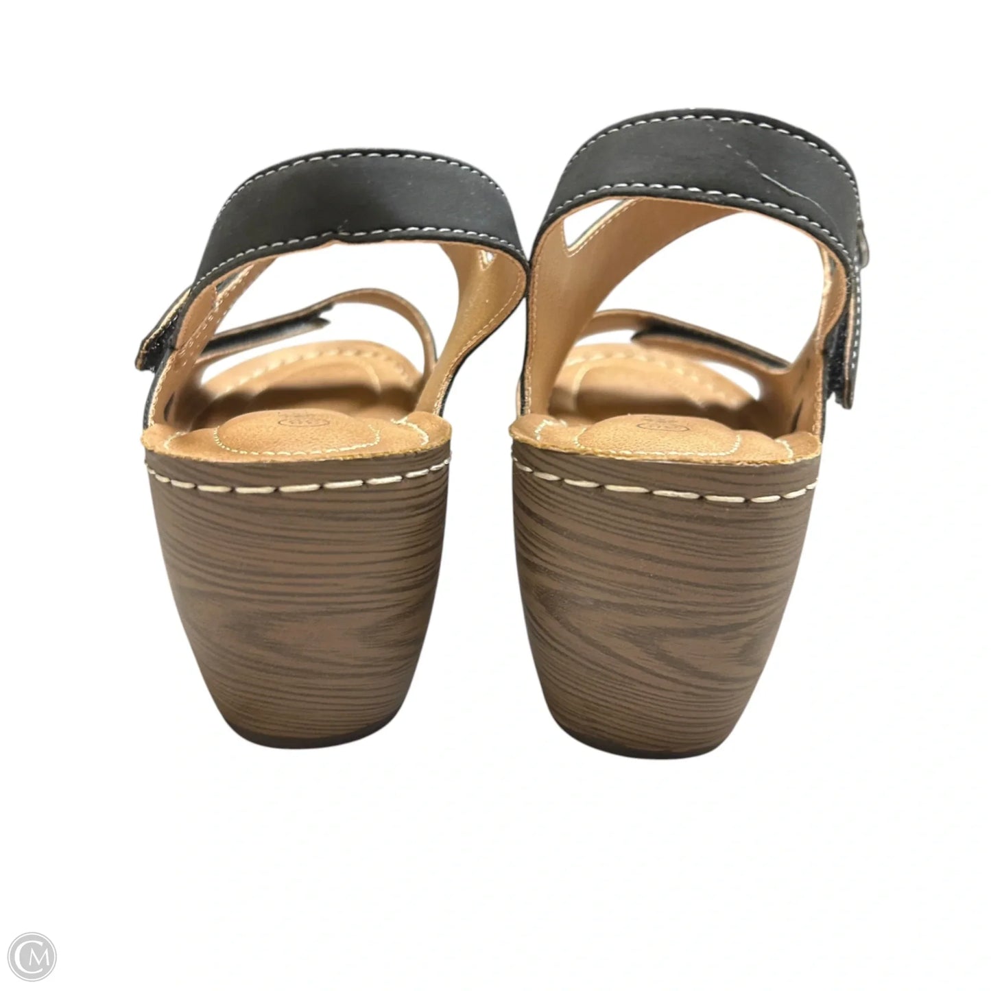 Sandals Heels Wedge By Spring Step In Black & Brown, Size: 7.5