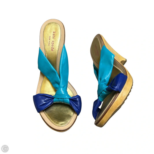 Sandals Designer By Kate Spade In Blue & Tan, Size: