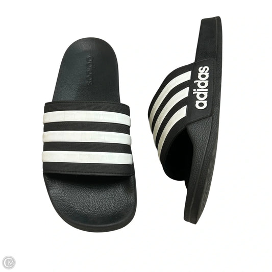 Sandals Flats By Adidas In Black & White, Size: 6