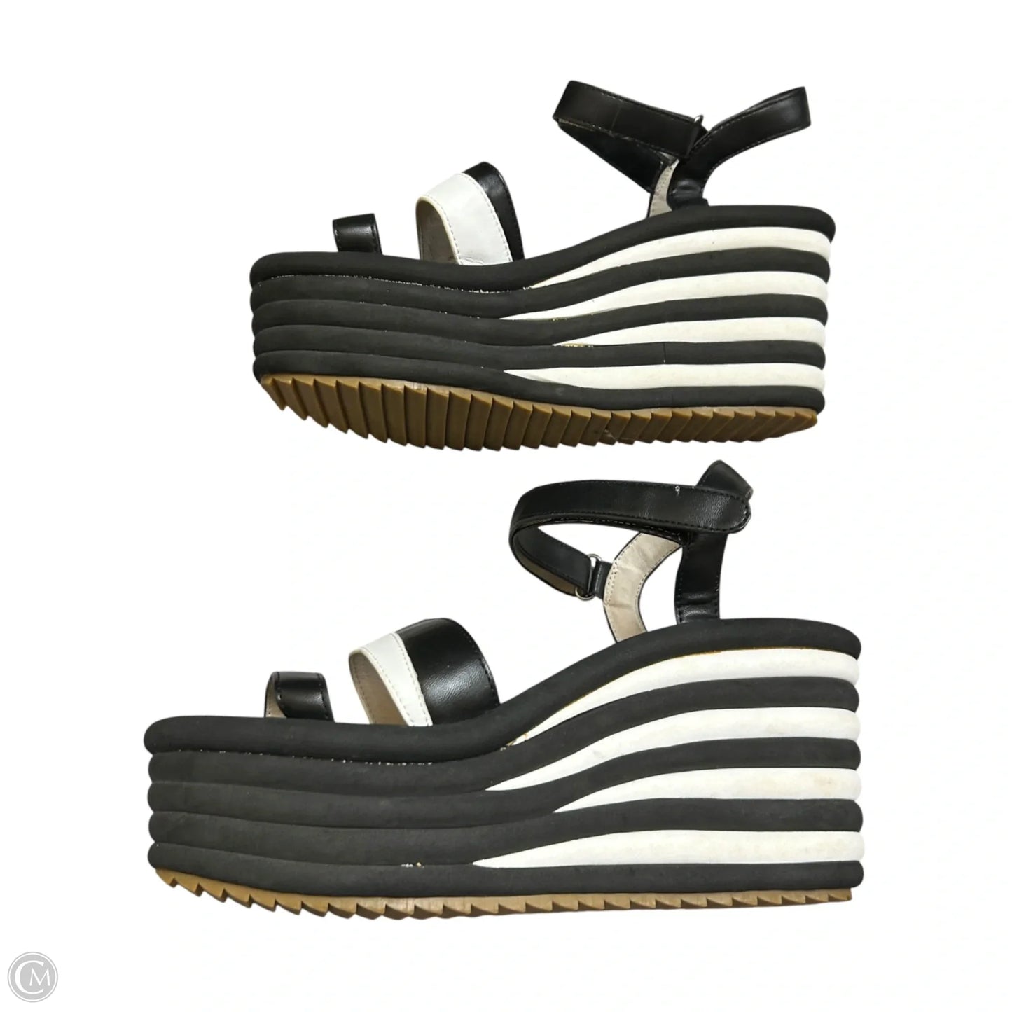 Sandals Heels Platform By Formarina In Black & White, Size: 9