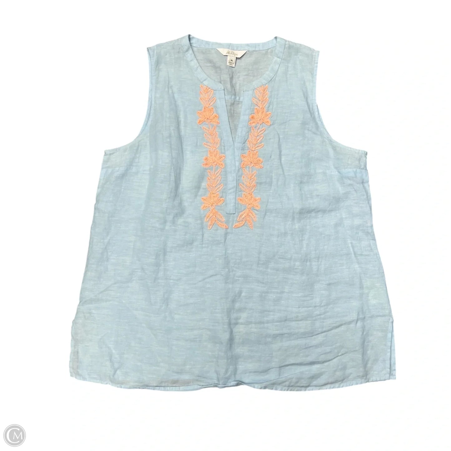 Top Sleeveless Designer By Lilly Pulitzer In Blue, Size: Xl