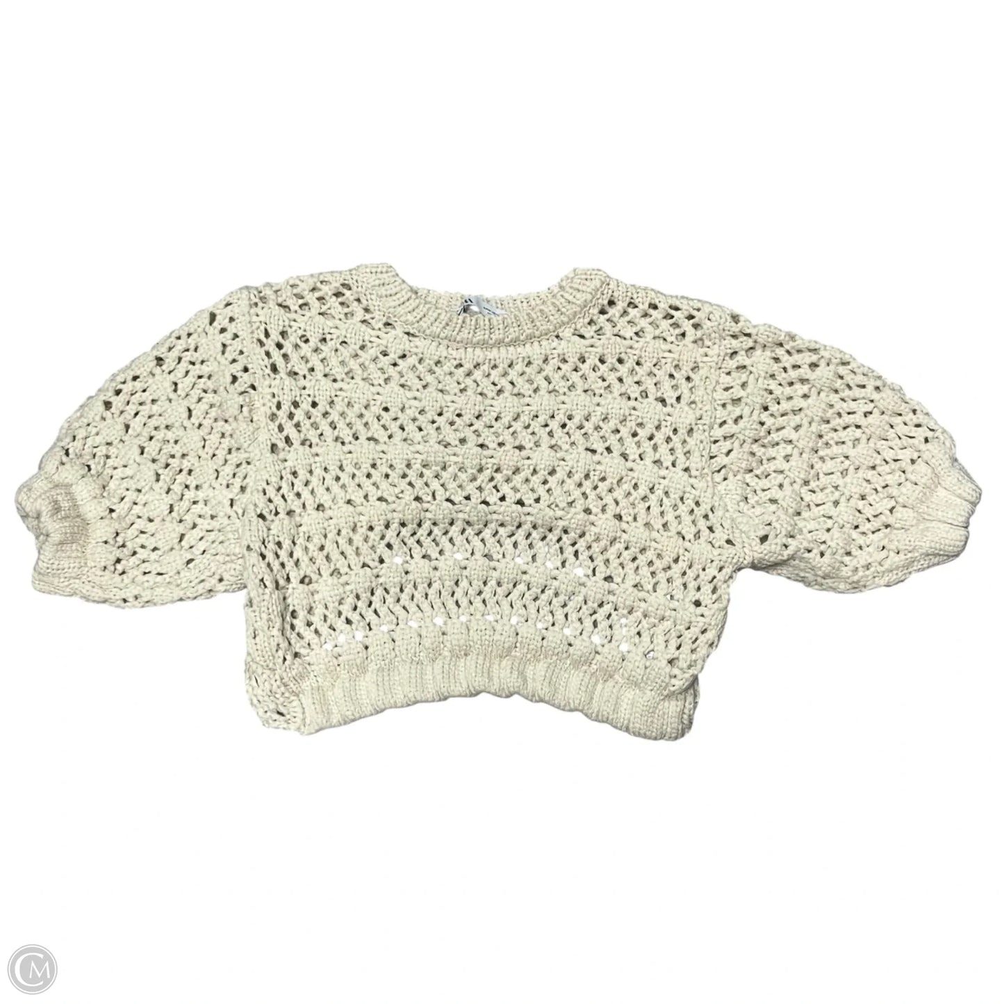 Sweater Short Sleeve By Zara In Cream, Size: M