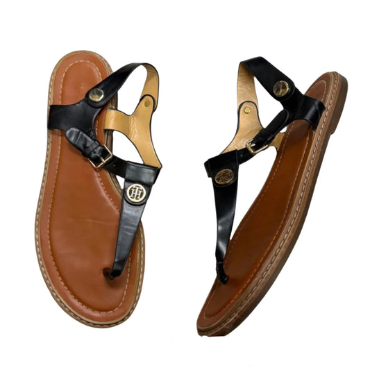 Sandals Flats By Tommy Hilfiger In Black, Size: 10