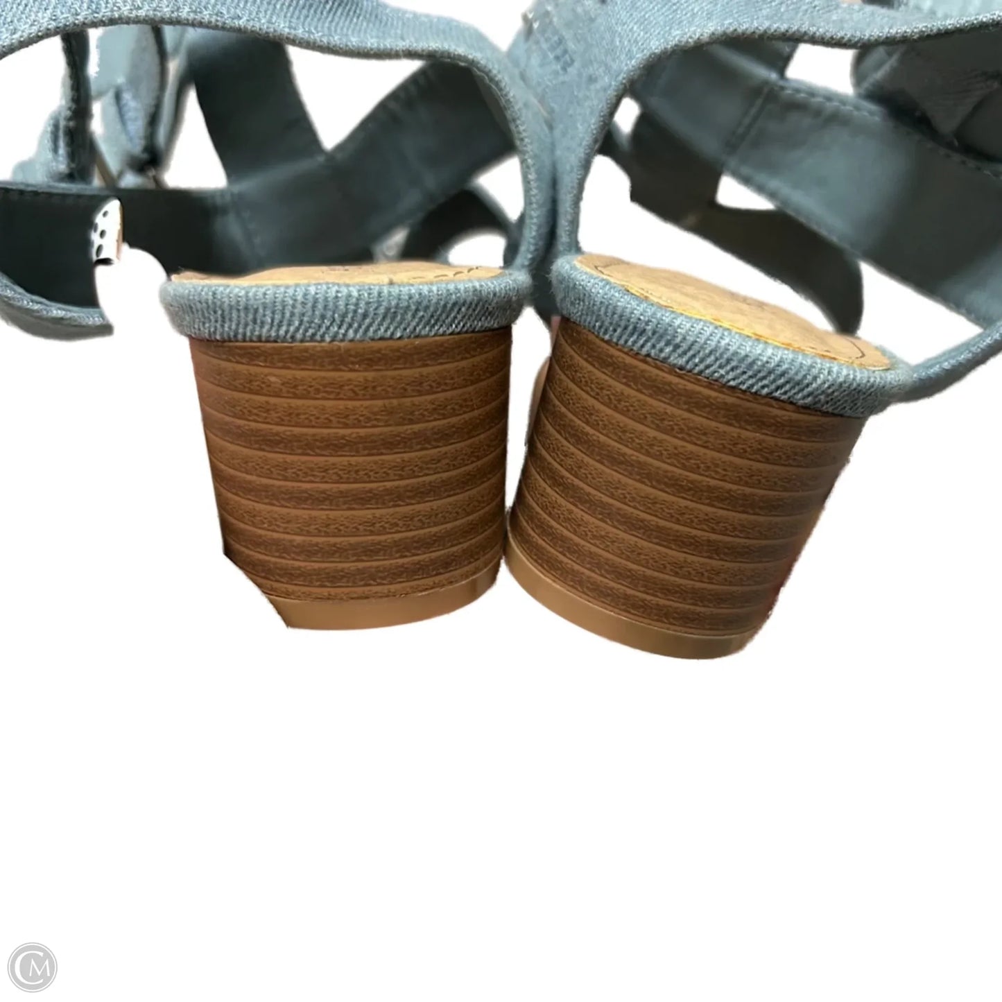 Sandals Heels Block By Ashley Stewart In Blue Denim, Size: 9