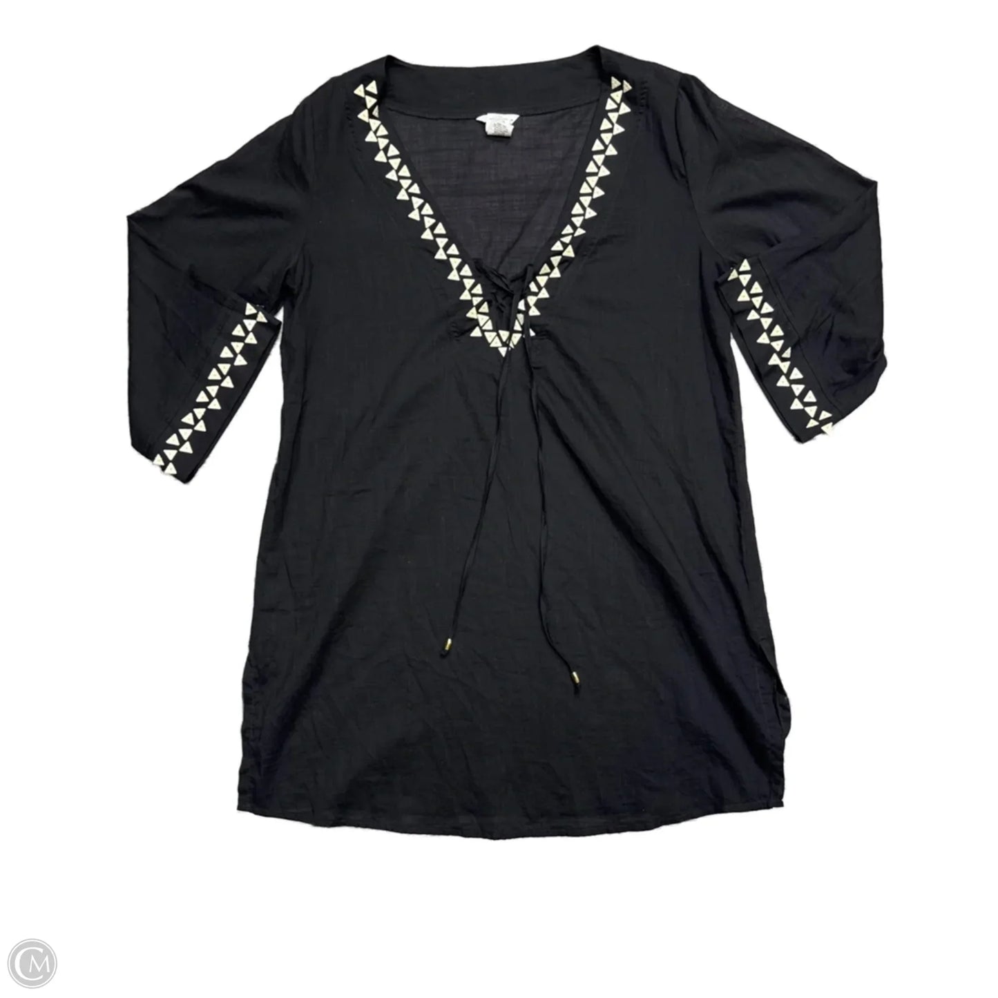 Tunic Long Sleeve By Trina Turk In Black & Cream, Size: L