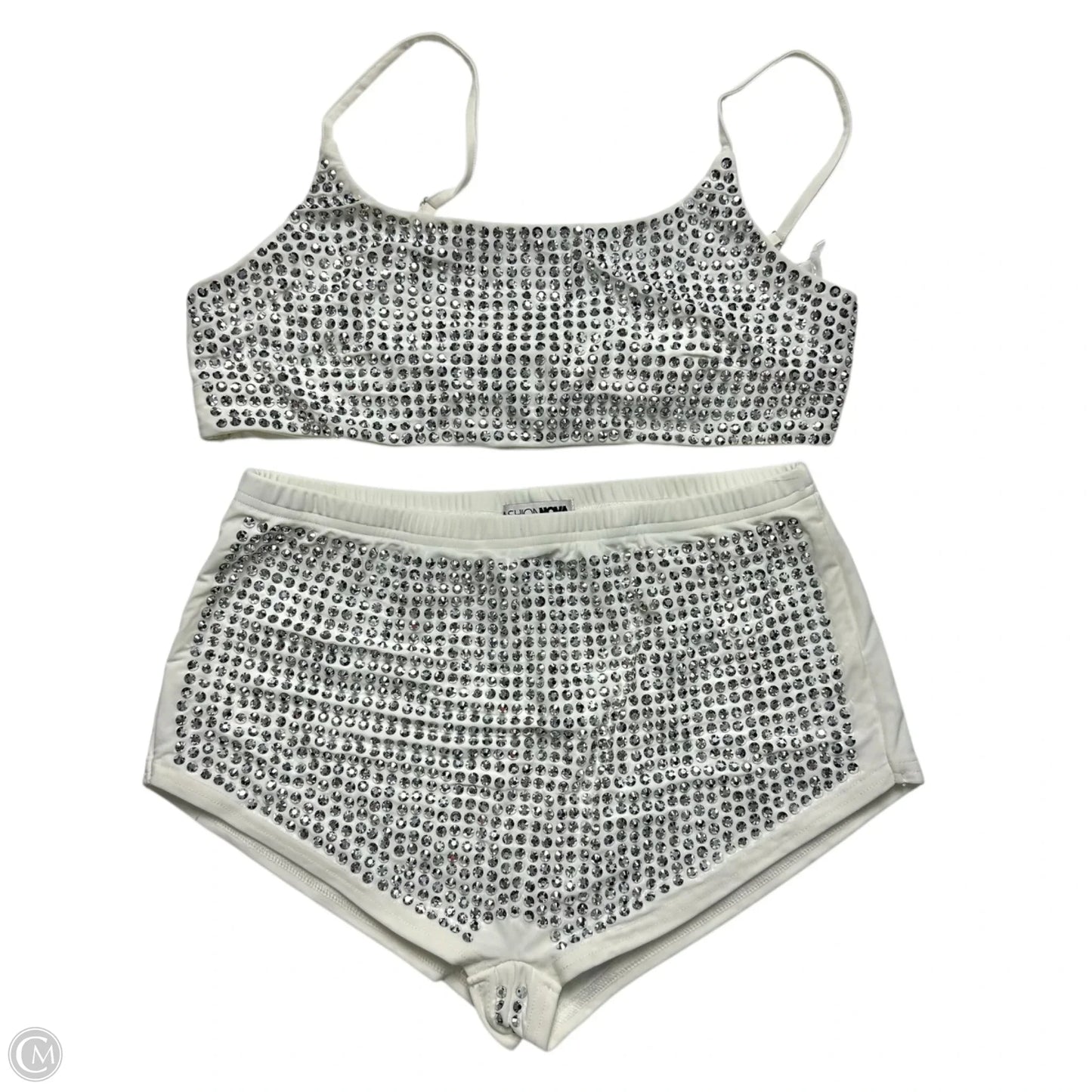 Shorts Set By Fashion Nova In Silver & White, Size: L