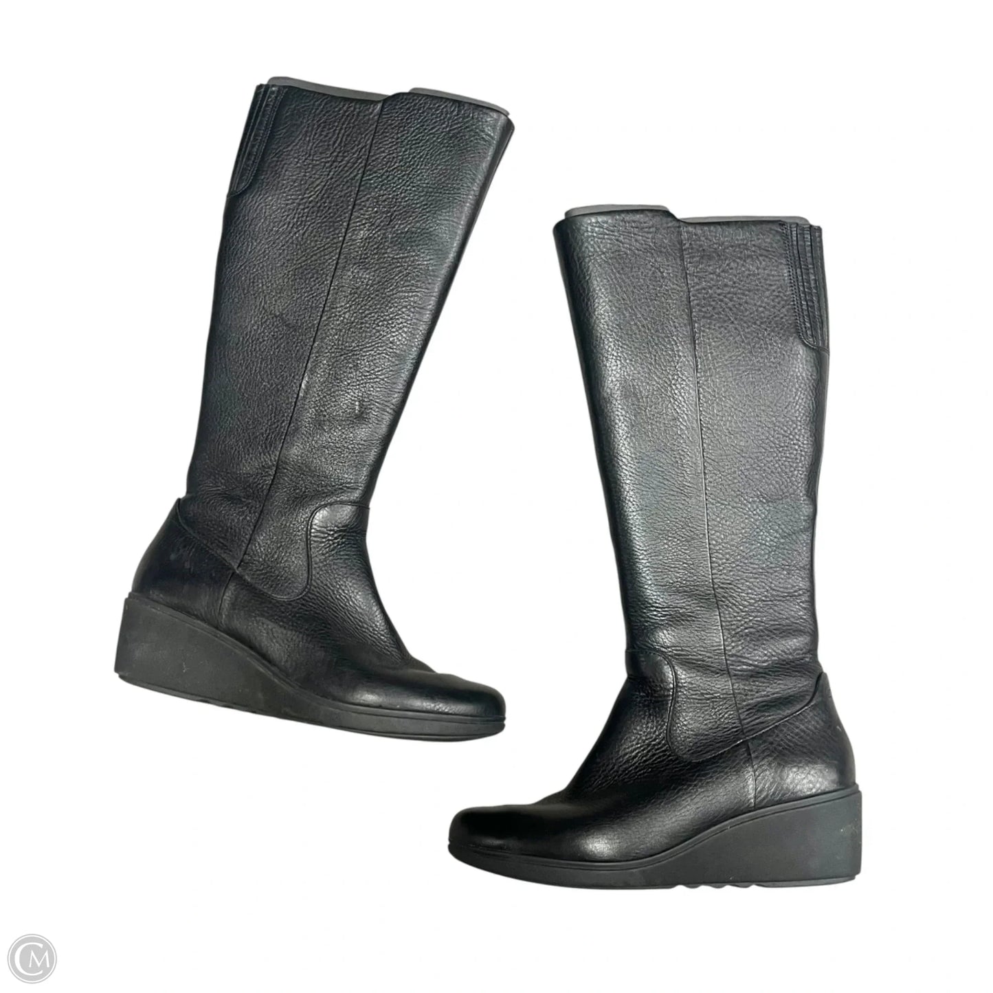 Boots Knee Heels By Clarks In Black, Size: 6