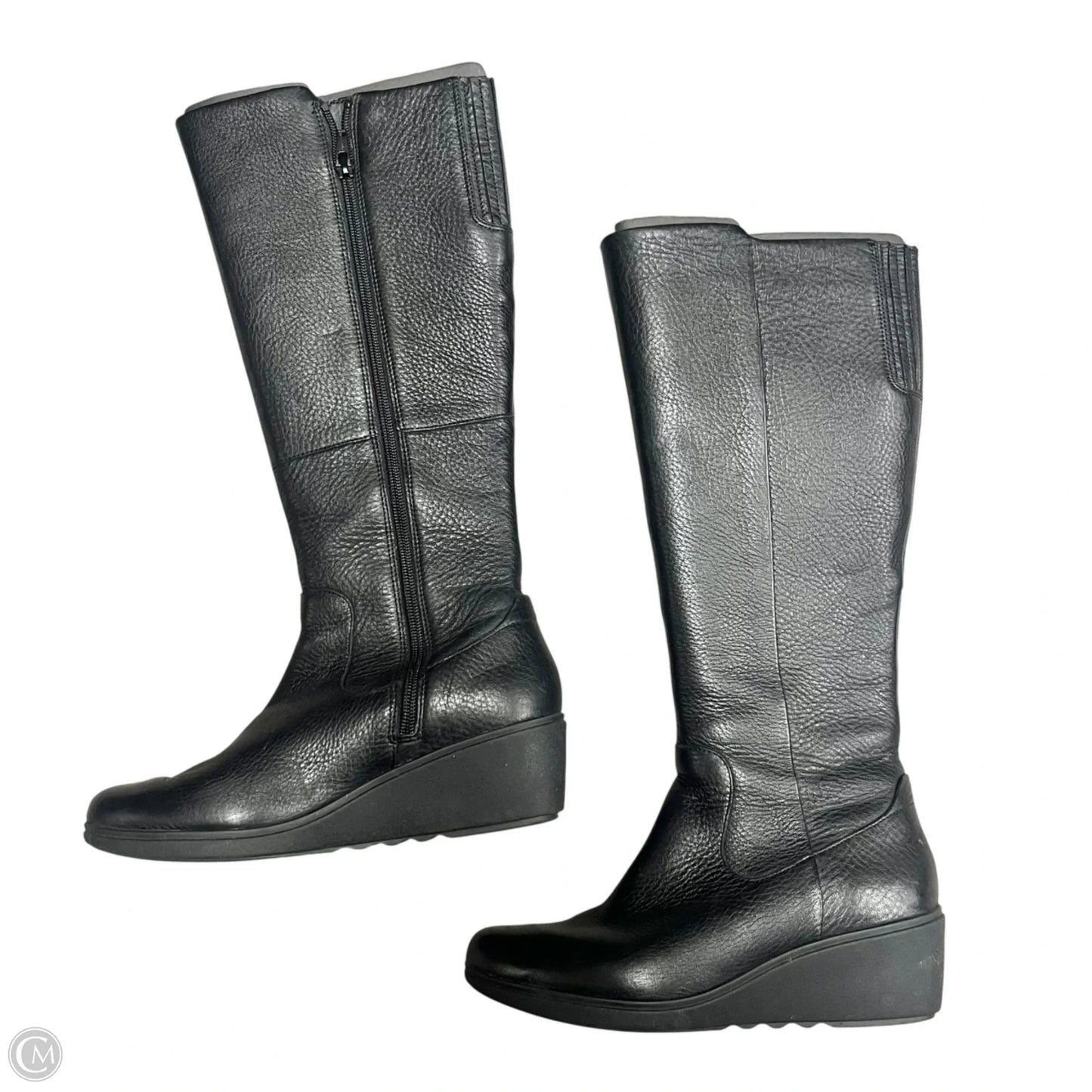 Boots Knee Heels By Clarks In Black, Size: 6