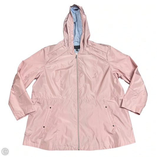 Jacket Windbreaker By Gallery In Pink, Size: 3x