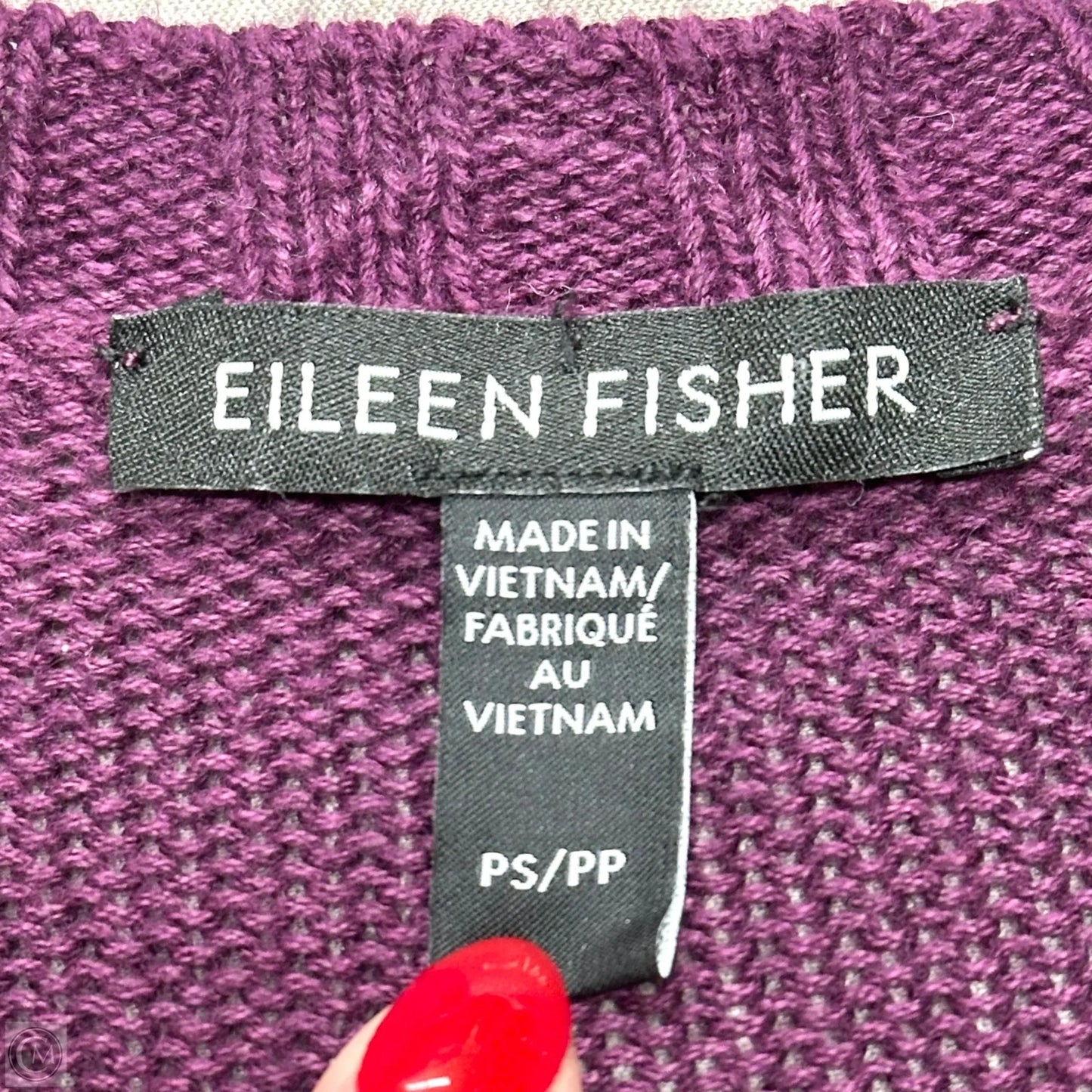 Sweater Cardigan By Eileen Fisher In Purple, Size: Sp