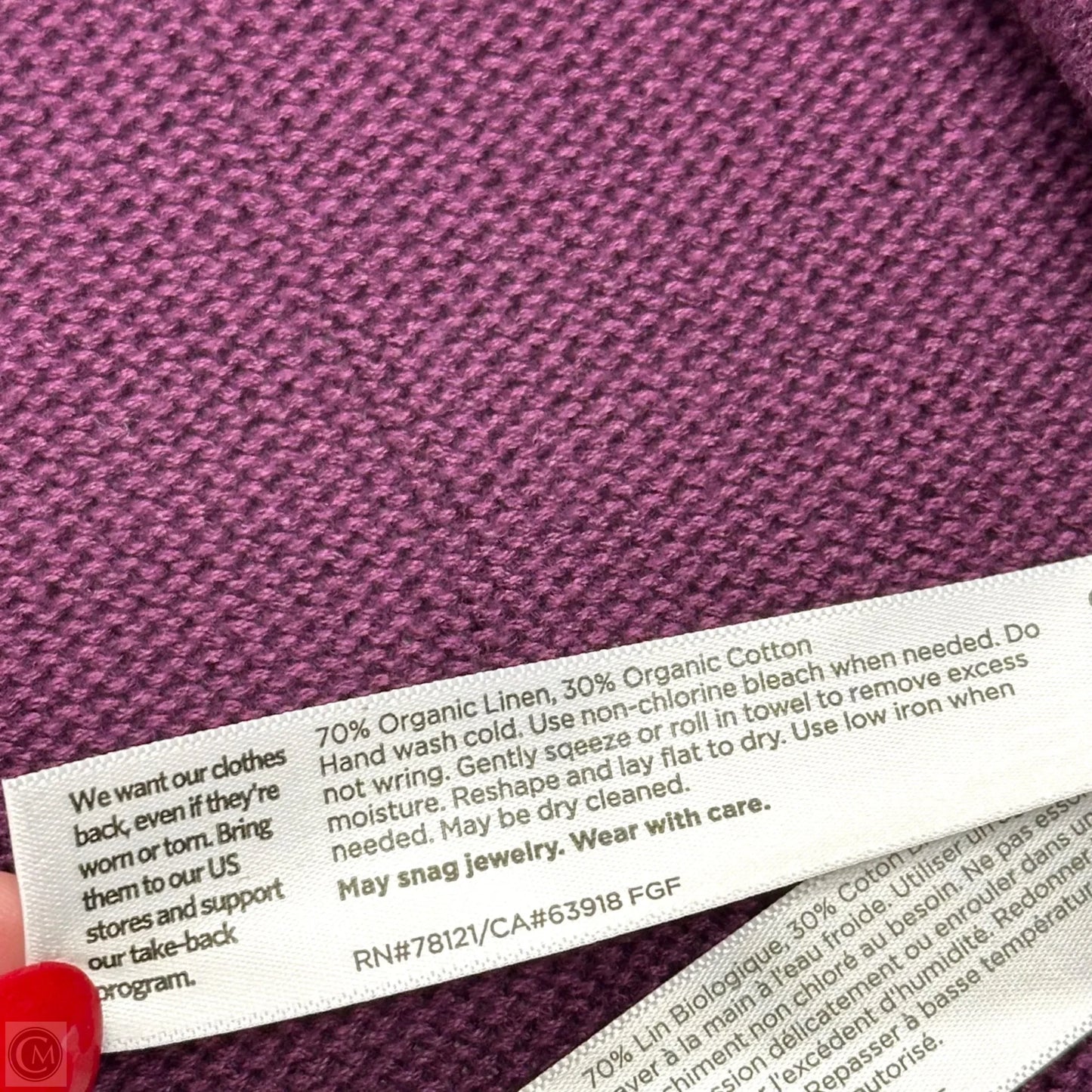 Sweater Cardigan By Eileen Fisher In Purple, Size: Sp