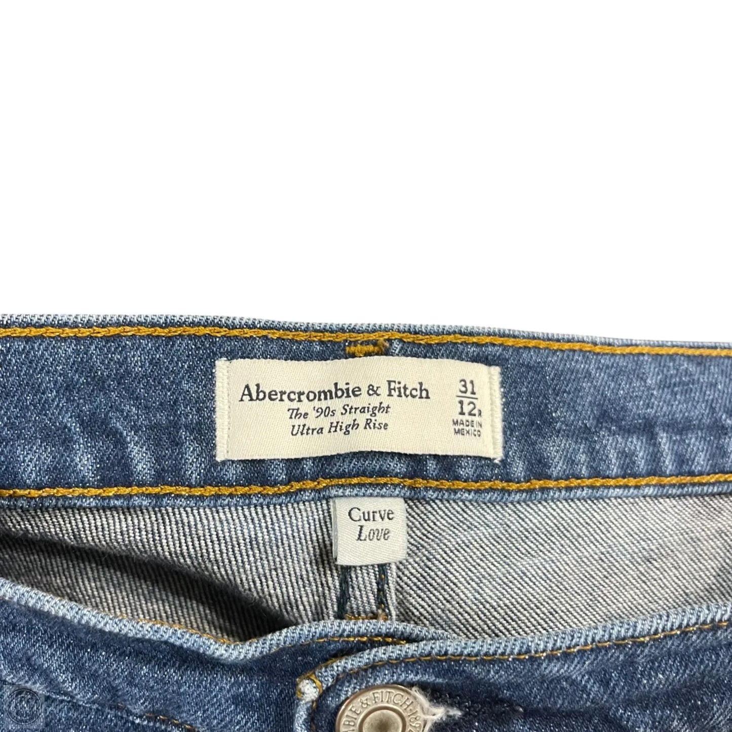 Jeans Straight By Abercrombie And Fitch In Blue Denim, Size: 12