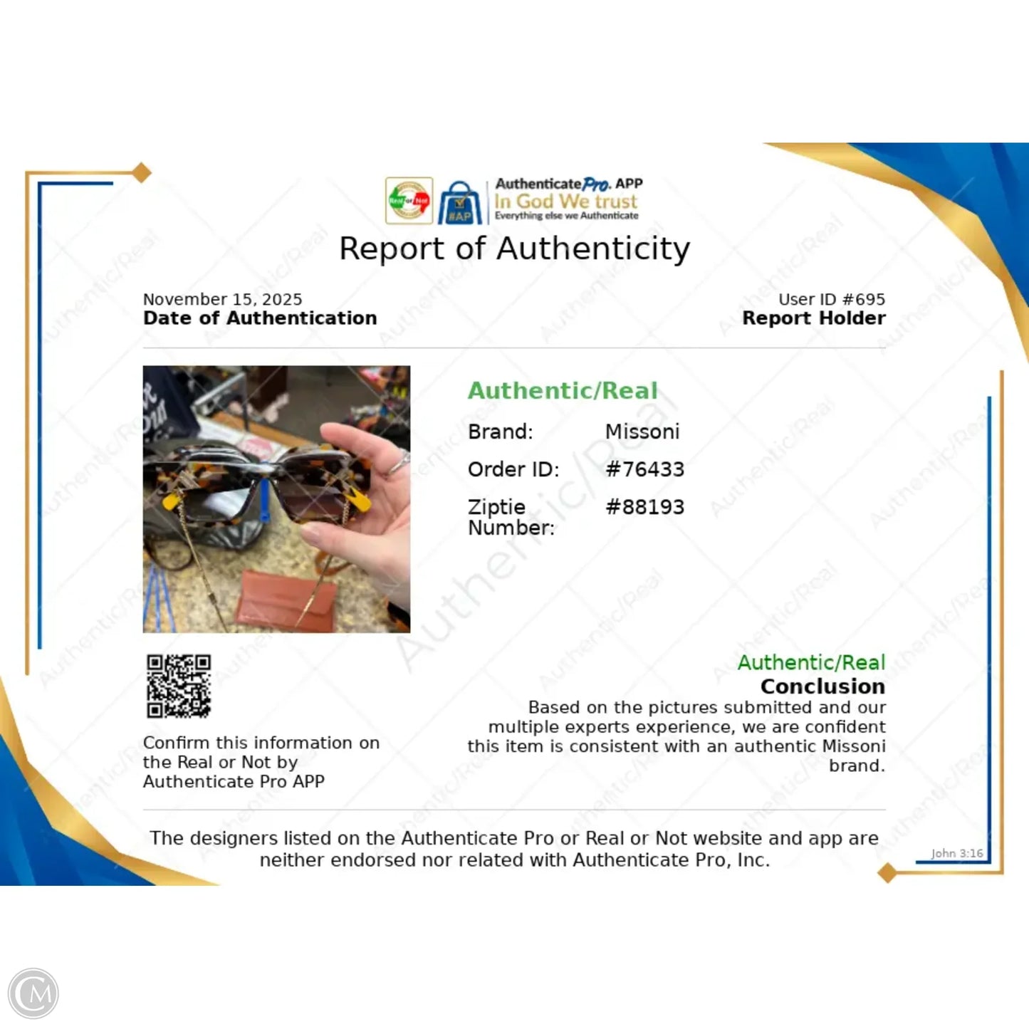 Sunglasses Luxury Designer By Missoni