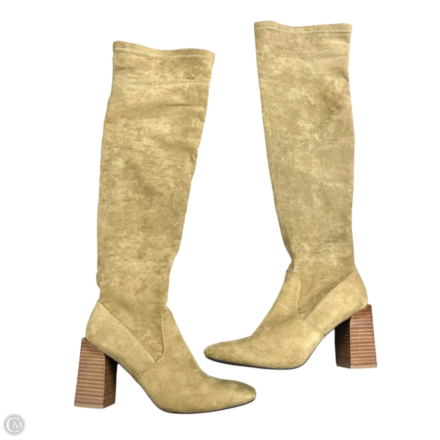 Boots Knee Heels By Miim In Tan, Size: 8