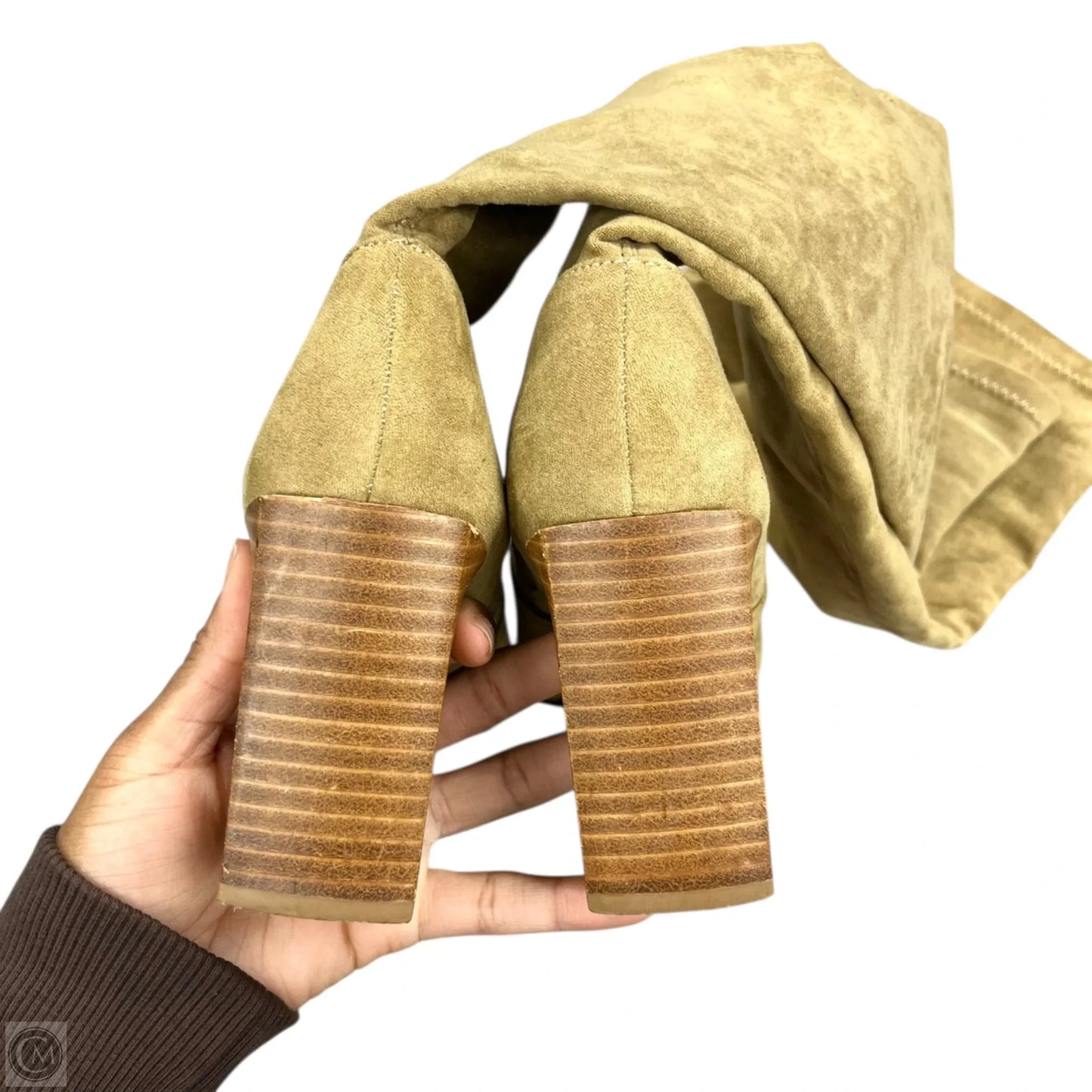 Boots Knee Heels By Miim In Tan, Size: 8