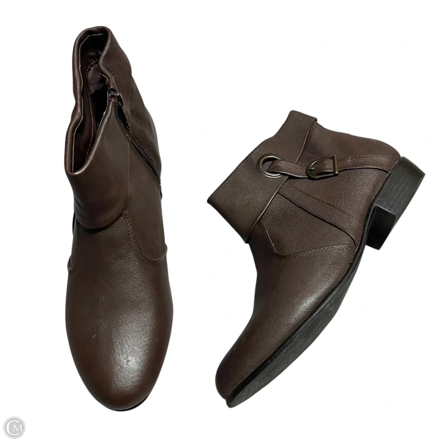 Boots Ankle Heels By Comfortview In Brown, Size: 10