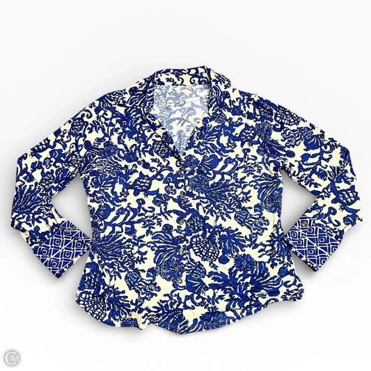 Top Long Sleeve Designer By Lilly Pulitzer In Blue & Cream, Size: Xxl