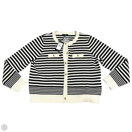 Sweater Cardigan By Adrianna Papell In Black & Tan, Size: L