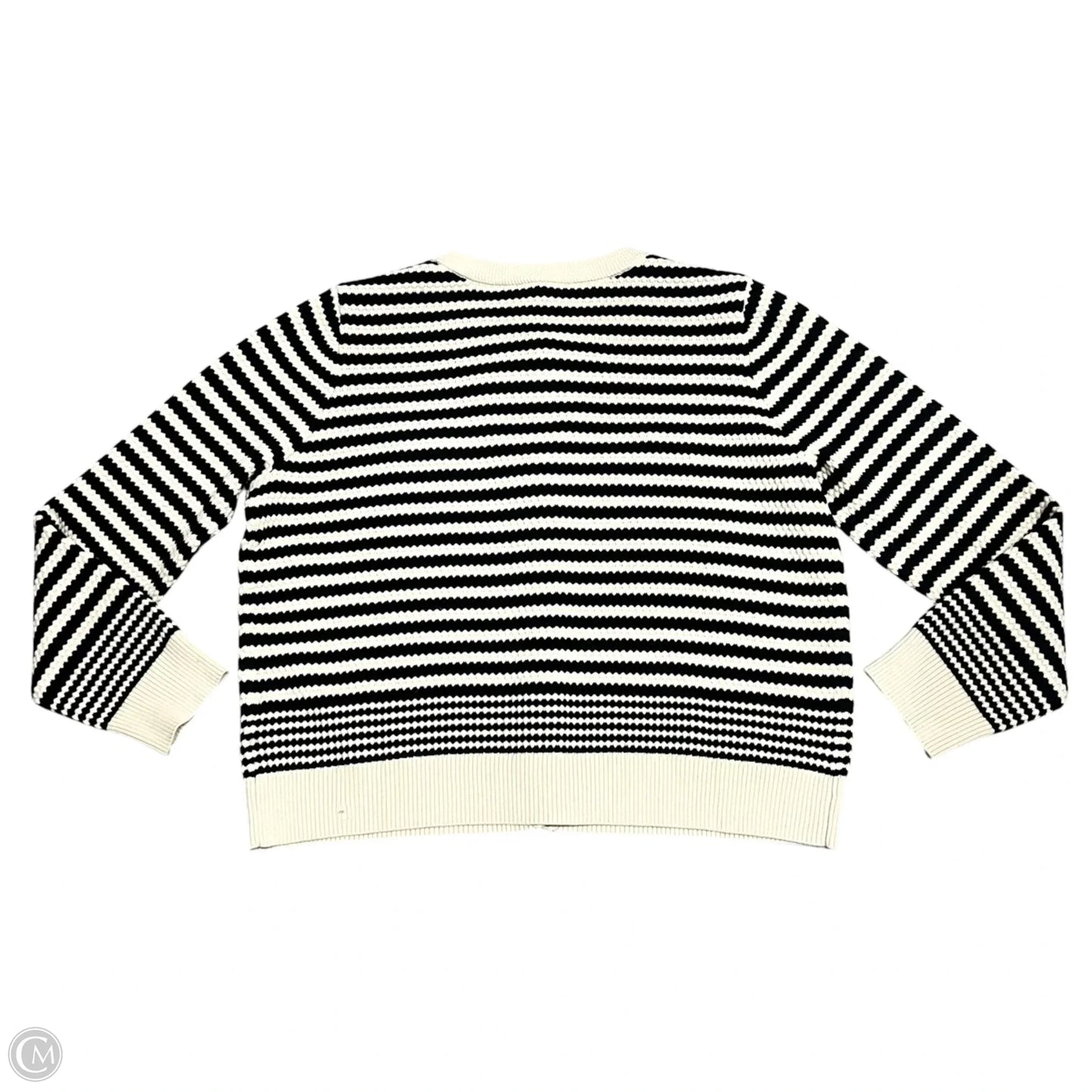 Sweater Cardigan By Adrianna Papell In Black & Tan, Size: L