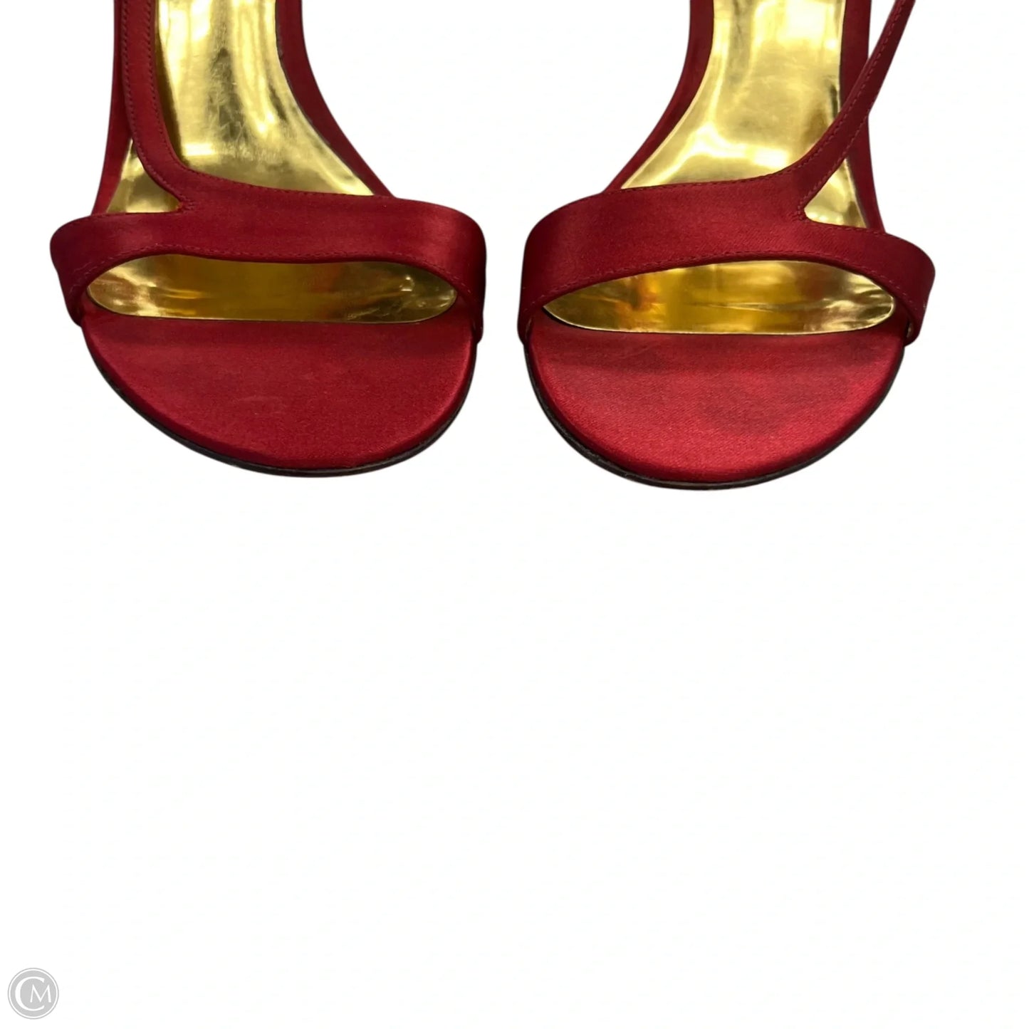 Sandals Heels Stiletto By Bcbgmaxazria In Gold & Red, Size: 8.5